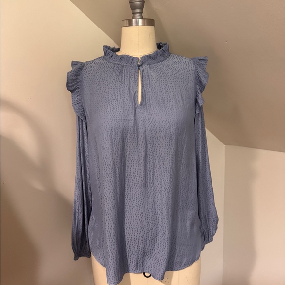 Loft Ruffled Blue Blouse - Picture 1 of 3